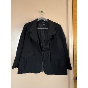Ellen Tracy Black Textured Blazer Jacket | Size 18 Plus | Cotton Silk Blend